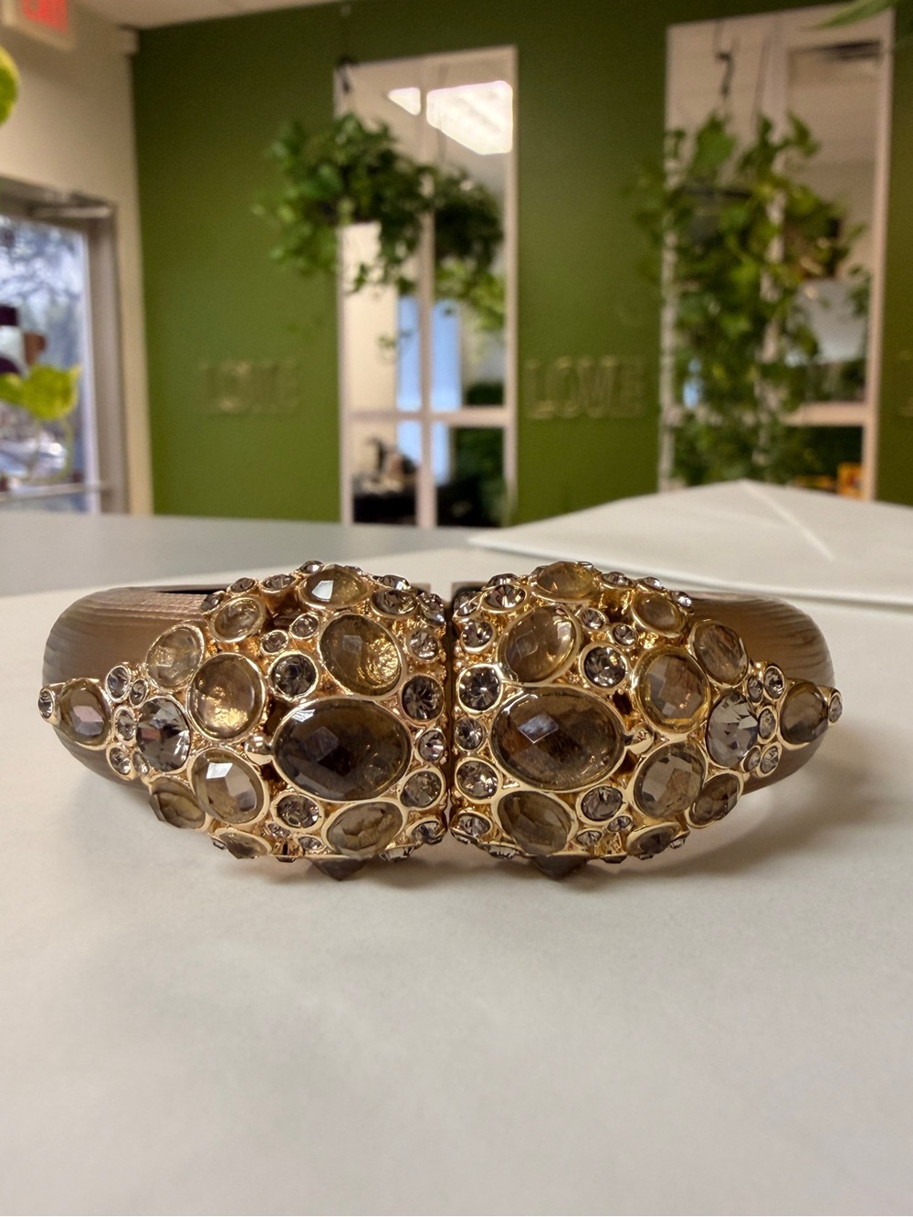 Alexis Bittar Lucite and Crystal Hinge Bangle Bracelet